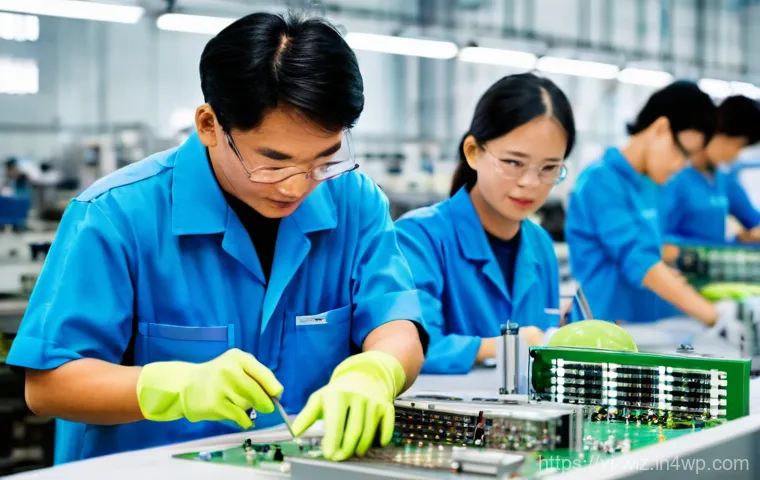 온쇼어링 비즈니스의 트렌드와 변화 - **Prompt:** A brightly lit, spacious, and modern manufacturing facility in Vietnam. A diverse group ...