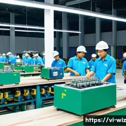 Home 33 온쇼어링 비즈니스 성공 사례 - **Prompt:** A bustling, clean, and modern manufacturing facility in a vibrant Vietnamese industrial ...