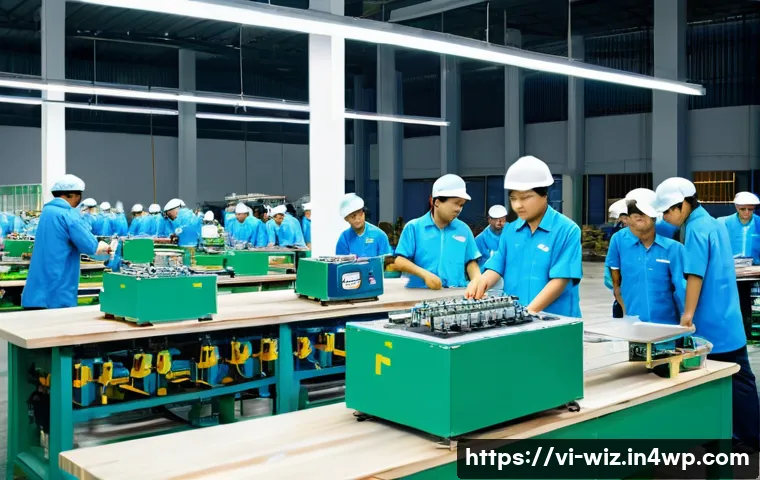 온쇼어링 비즈니스 성공 사례 - **Prompt:** A bustling, clean, and modern manufacturing facility in a vibrant Vietnamese industrial ...
