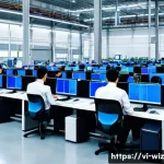 Home 19 온쇼어링 비즈니스의 KPI 설정 방법 - A modern Vietnamese manufacturing facility focused on onshoring operations, showing diverse employee...
